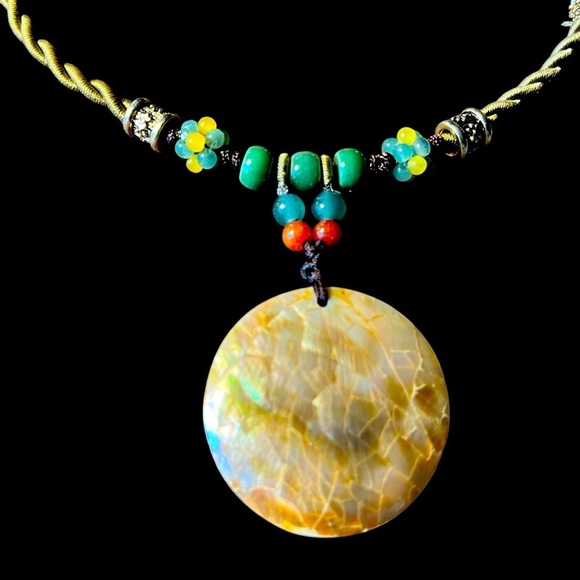 Cookie Lee Abalone Shell Natural Stone Beaded Necklace Adjustable - Picture 1 of 5